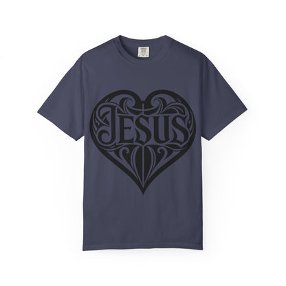 Jesus Heart T-Shirt — Tribal Script Faith Tee