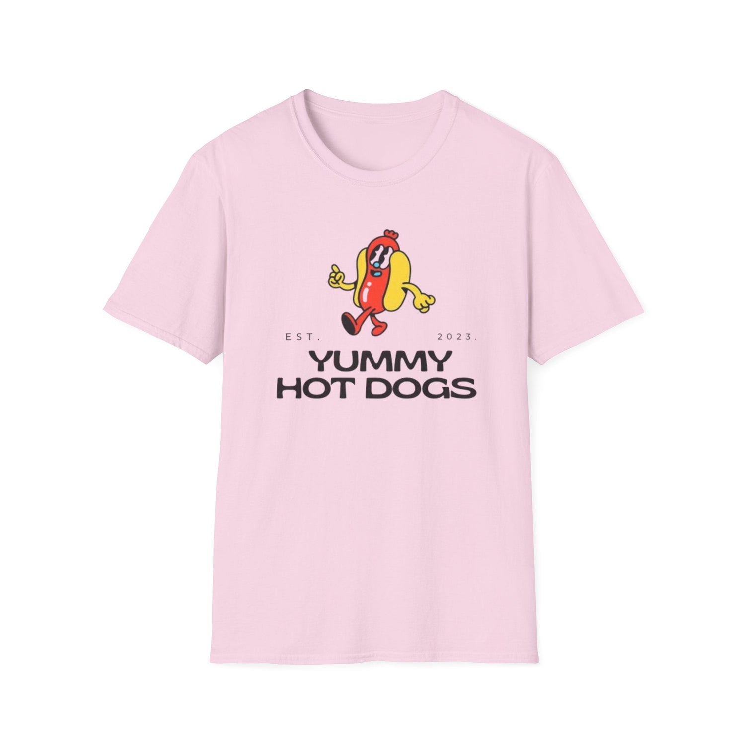 Yummy Hot Dogs Unisex Softstyle T-Shirt – Fun Foodie Graphic Tee for..