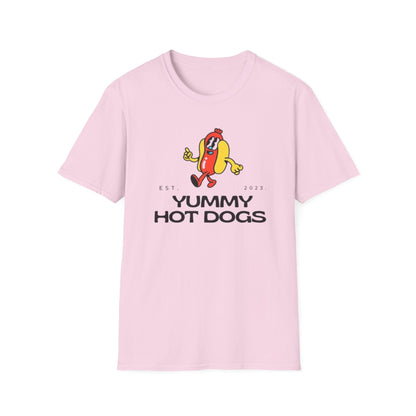 Yummy Hot Dogs Unisex Softstyle T-Shirt – Fun Foodie Graphic Tee for..