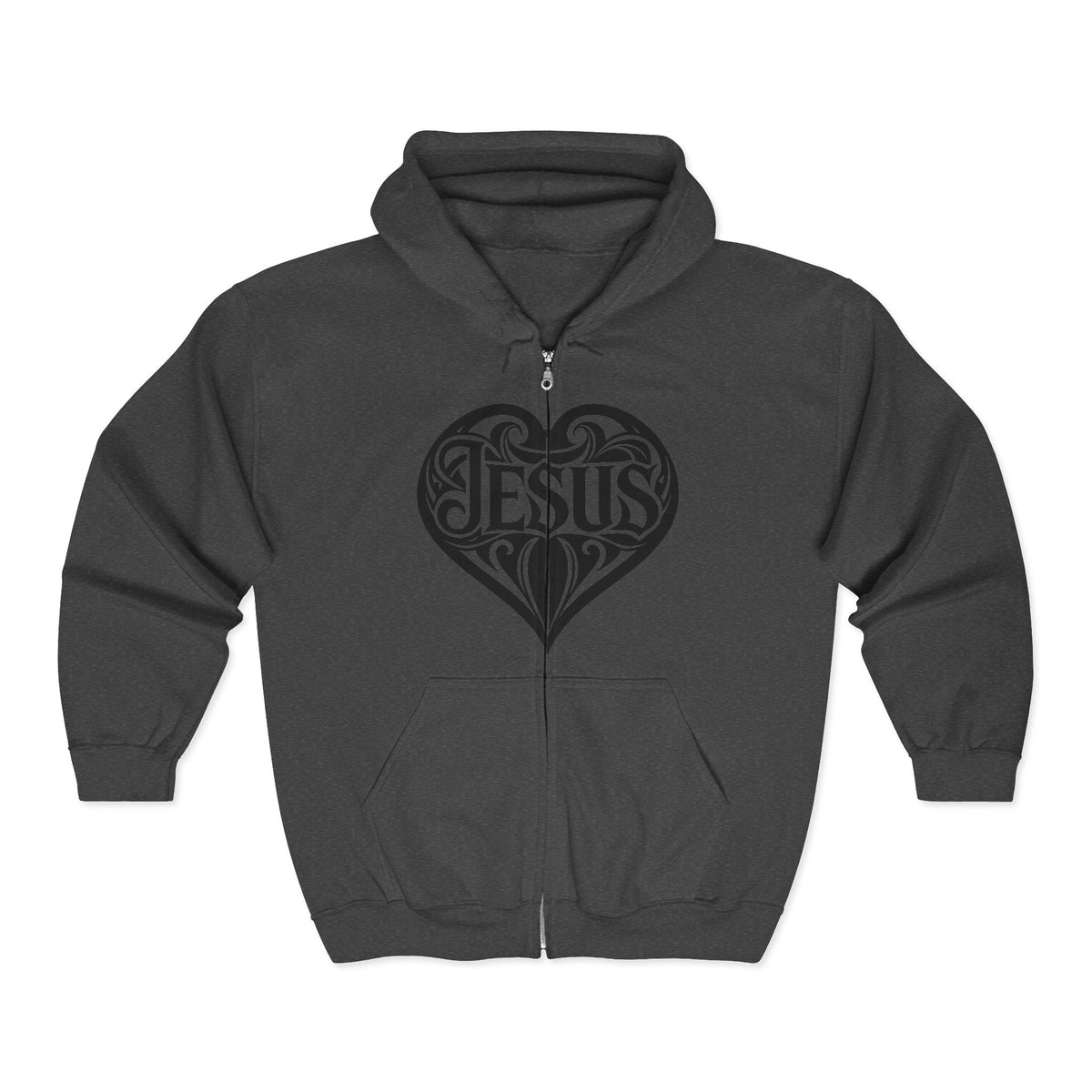 Heart Dagger Zip Hoodie – Gothic Heartline Full-Zip Sweatshirt