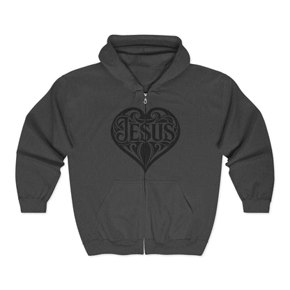 Heart Dagger Zip Hoodie – Gothic Heartline Full-Zip Sweatshirt