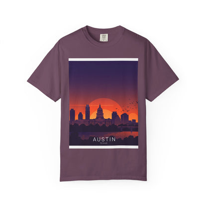 Austin Skyline Sunset T-Shirt — Retro Cityscape Graphic Tee