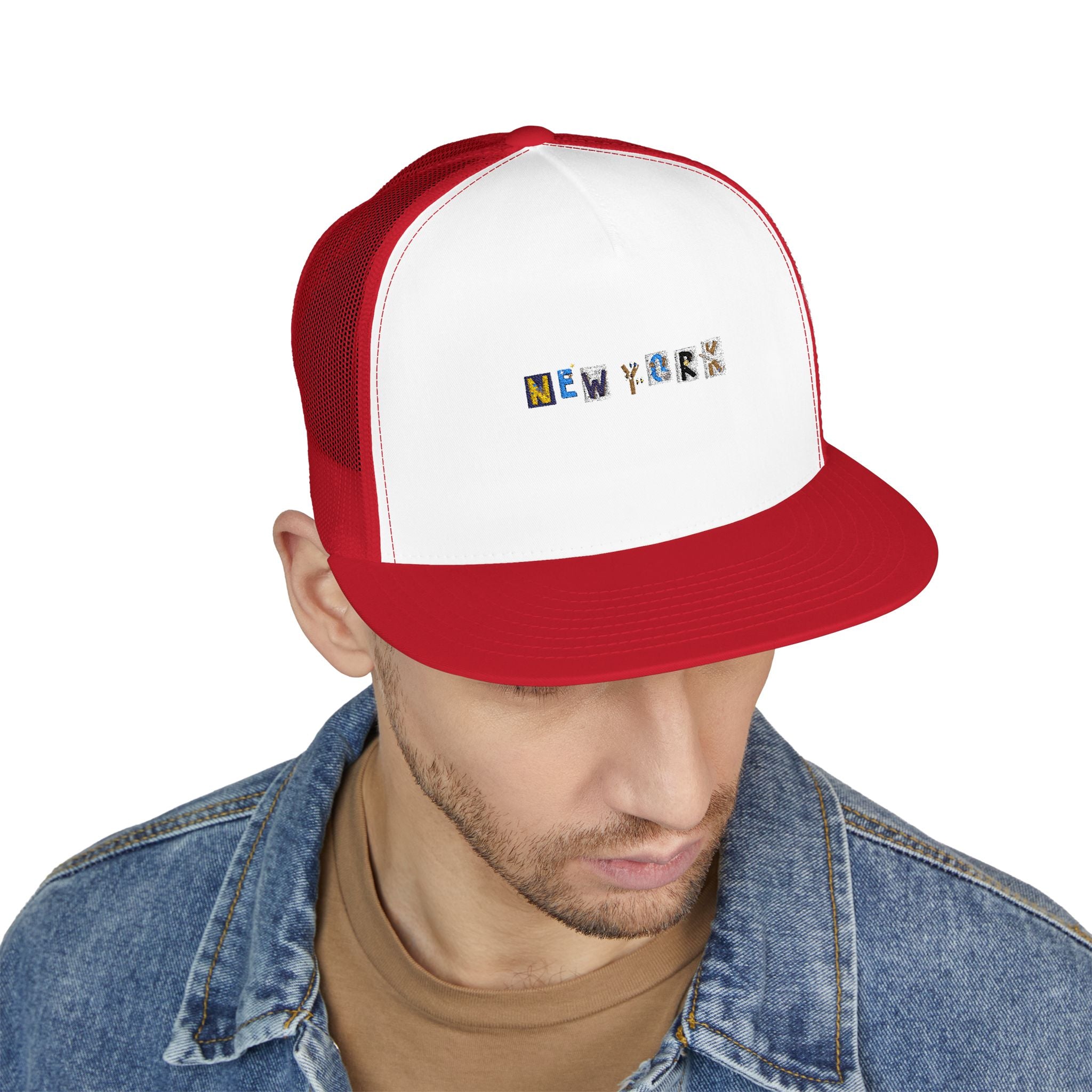 Embroidered New York 5 Panel Trucker Cap - Casual Style for City Lovers