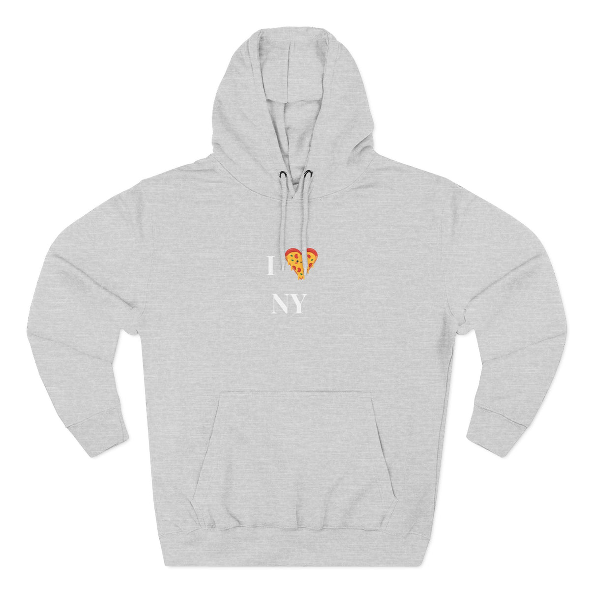 Pizza I  NY Hoodie — Cozy Grey Fleece Pullover