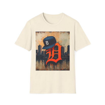 Detroit D Skyline Tee — Vintage D Logo with Cap Graphic