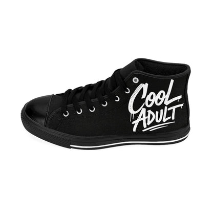 Cool Adult High-Top Sneakers — Graphic Black Canvas Casual Shoes
