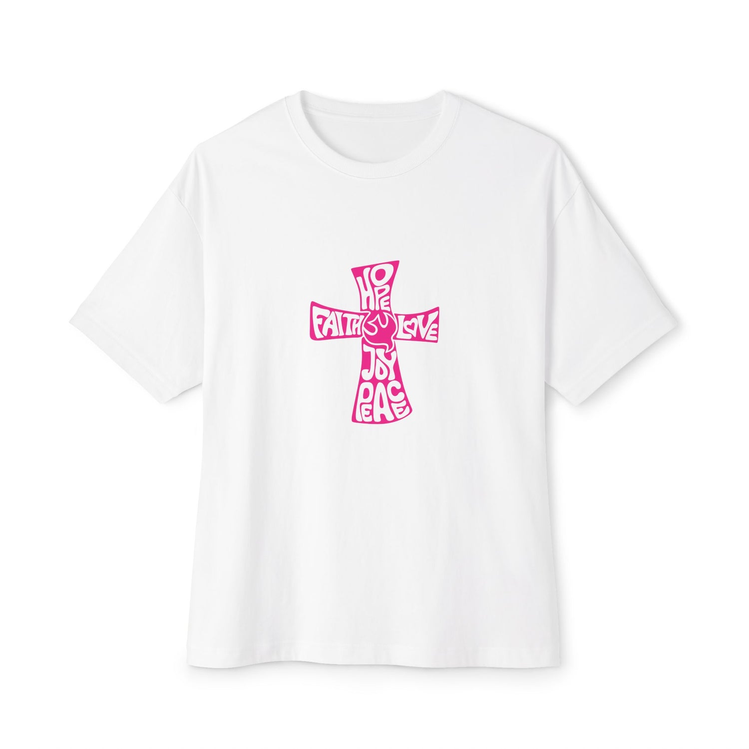 Faith &amp; Peace Unisex Oversized Tee - Bold Graphic Cross Design