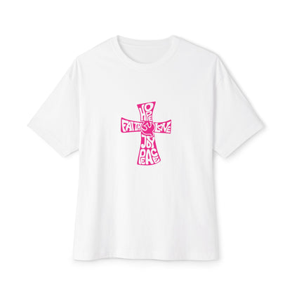Faith &amp; Peace Unisex Oversized Tee - Bold Graphic Cross Design