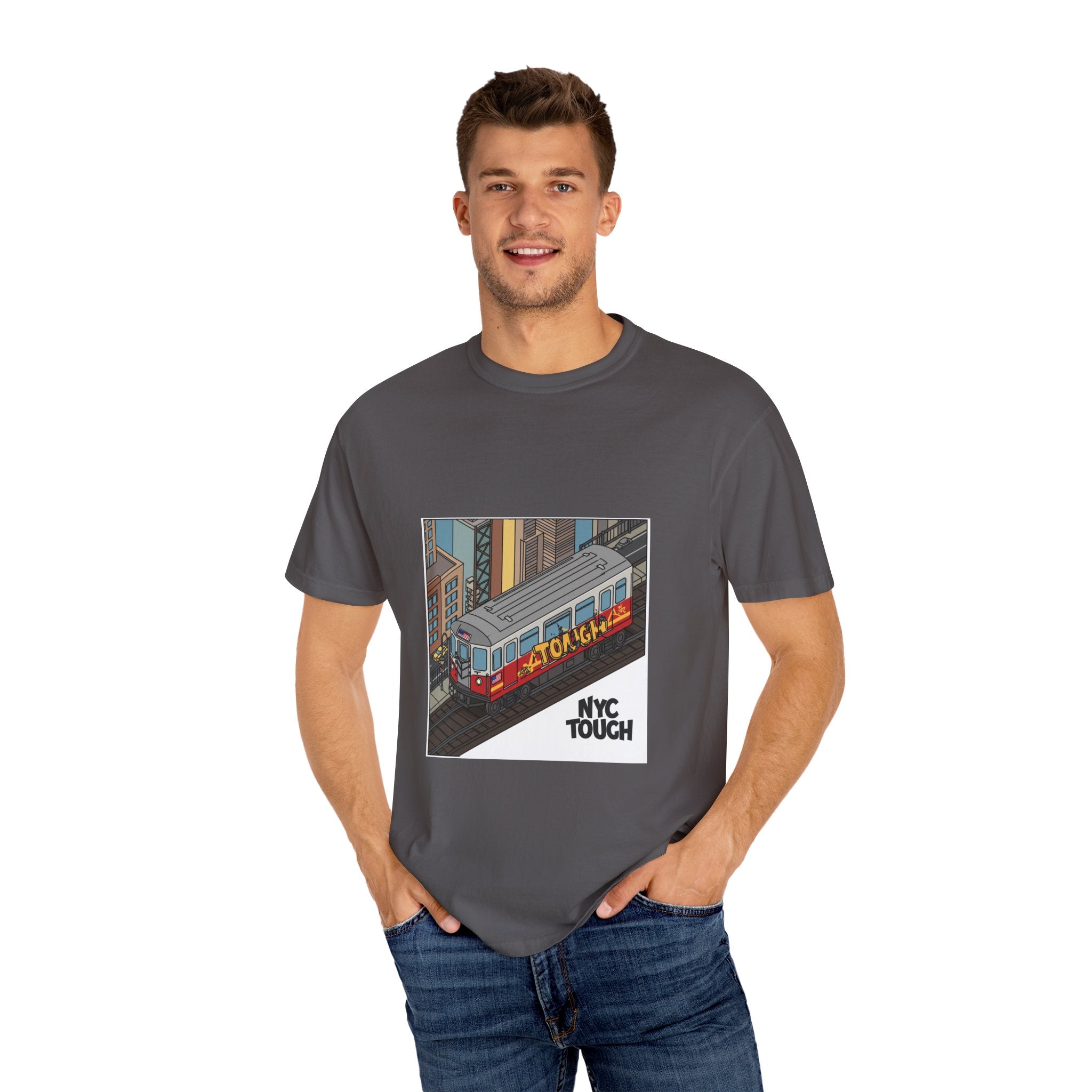 NYC Touch Unisex Garment-Dyed T-Shirt - Cool Light Blue Tee with City Graphics