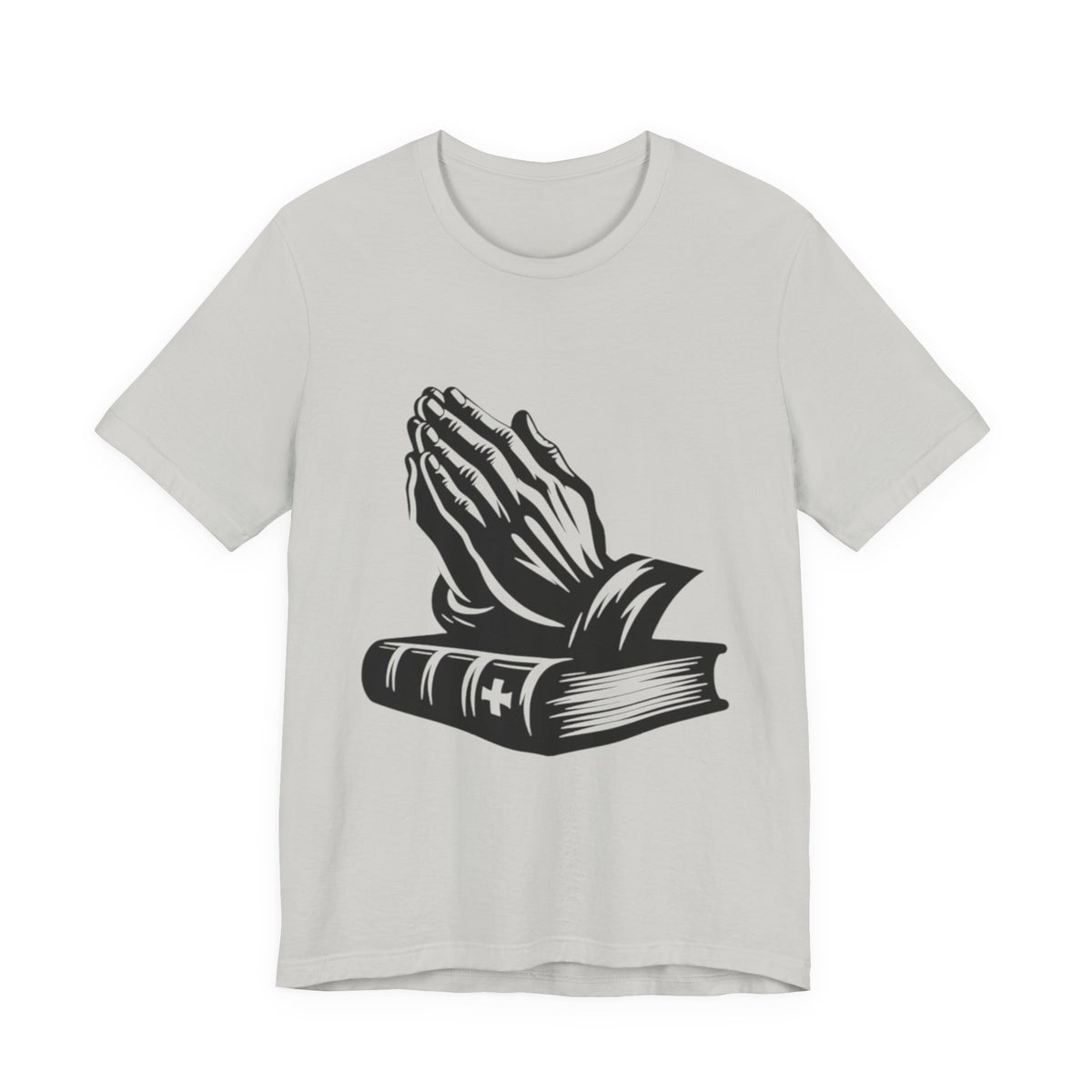 Prayer Hands &amp; Bible T-Shirt — Christian Faith Tee for Church, Prayer, Religious Gifts