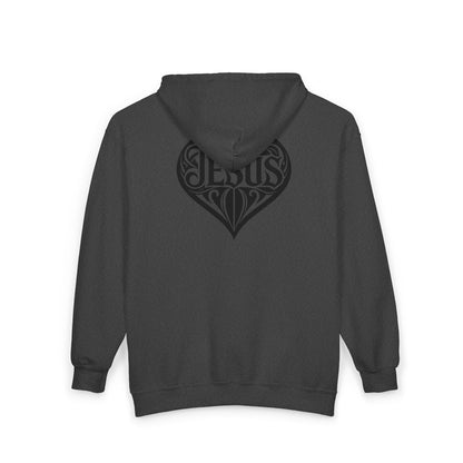 Heart Dagger Zip Hoodie – Gothic Heartline Full-Zip Sweatshirt
