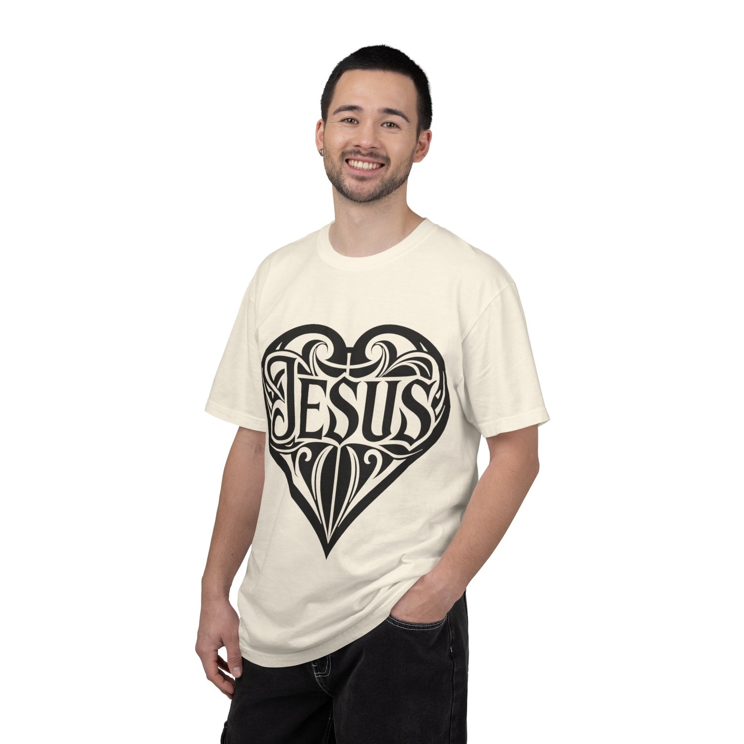 Jesus Heart T-Shirt — Tribal Script Faith Tee