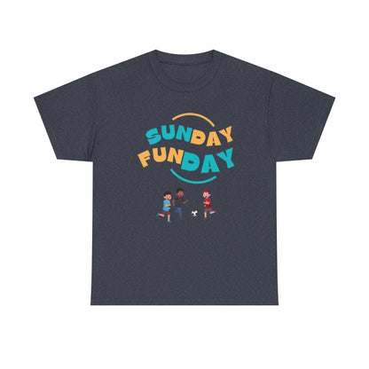 Unisex Heavy Cotton Tee - Sunday Funday Printed  T-Shirt - Comfortable Casual Wear Tee - Unique Graphic Tee - Gift