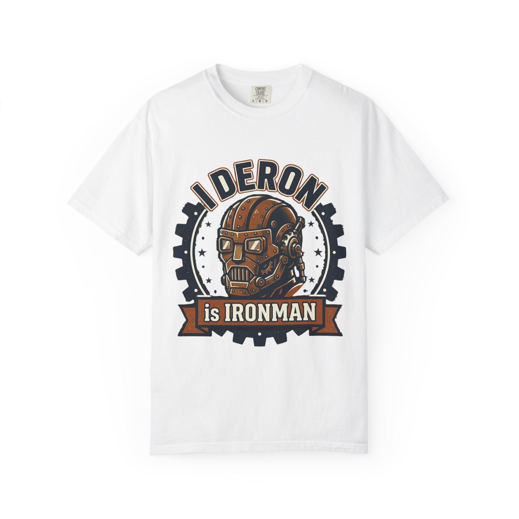 Ironman Rideron Retro Helmet T-Shirt — "Rideron is Ironman" Vintage Motorcycle Tee