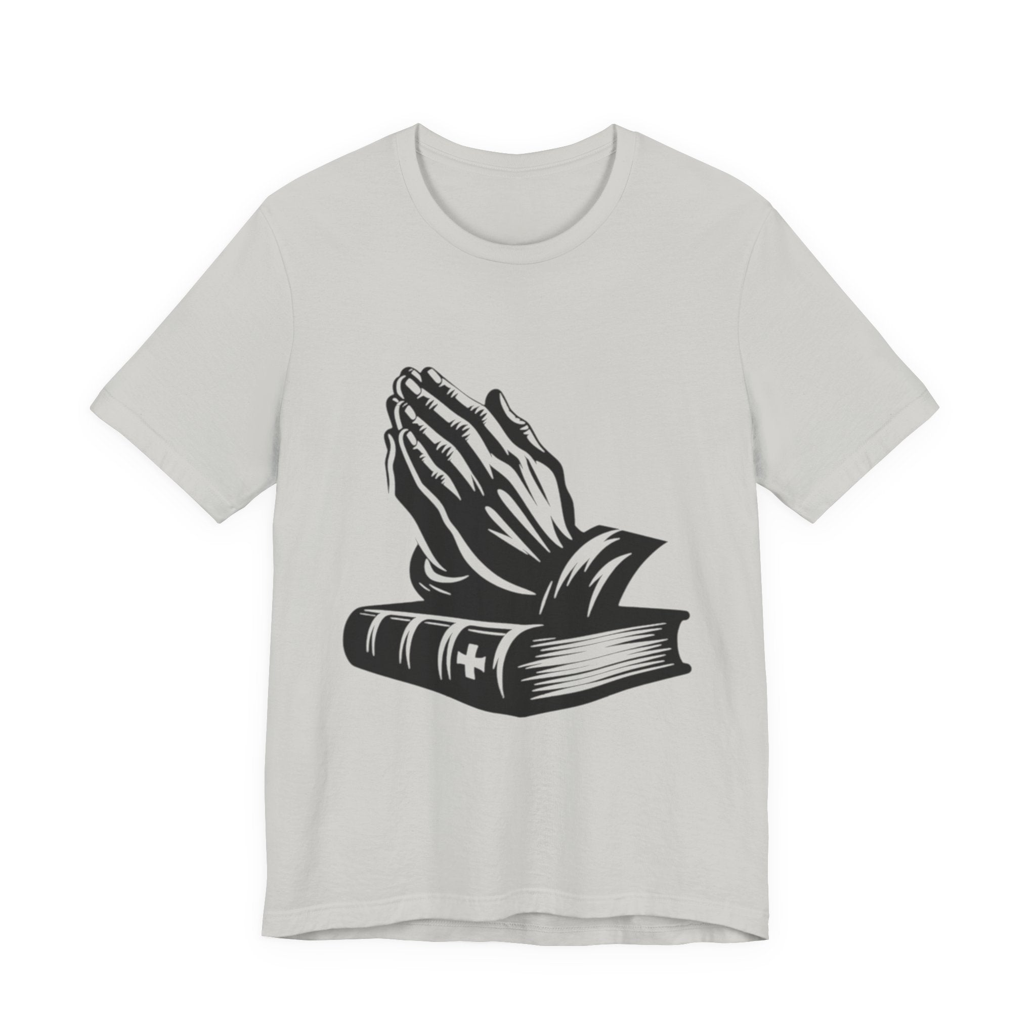 Prayer Hands &amp; Bible T-Shirt — Christian Faith Tee for Church, Prayer, Religious Gifts