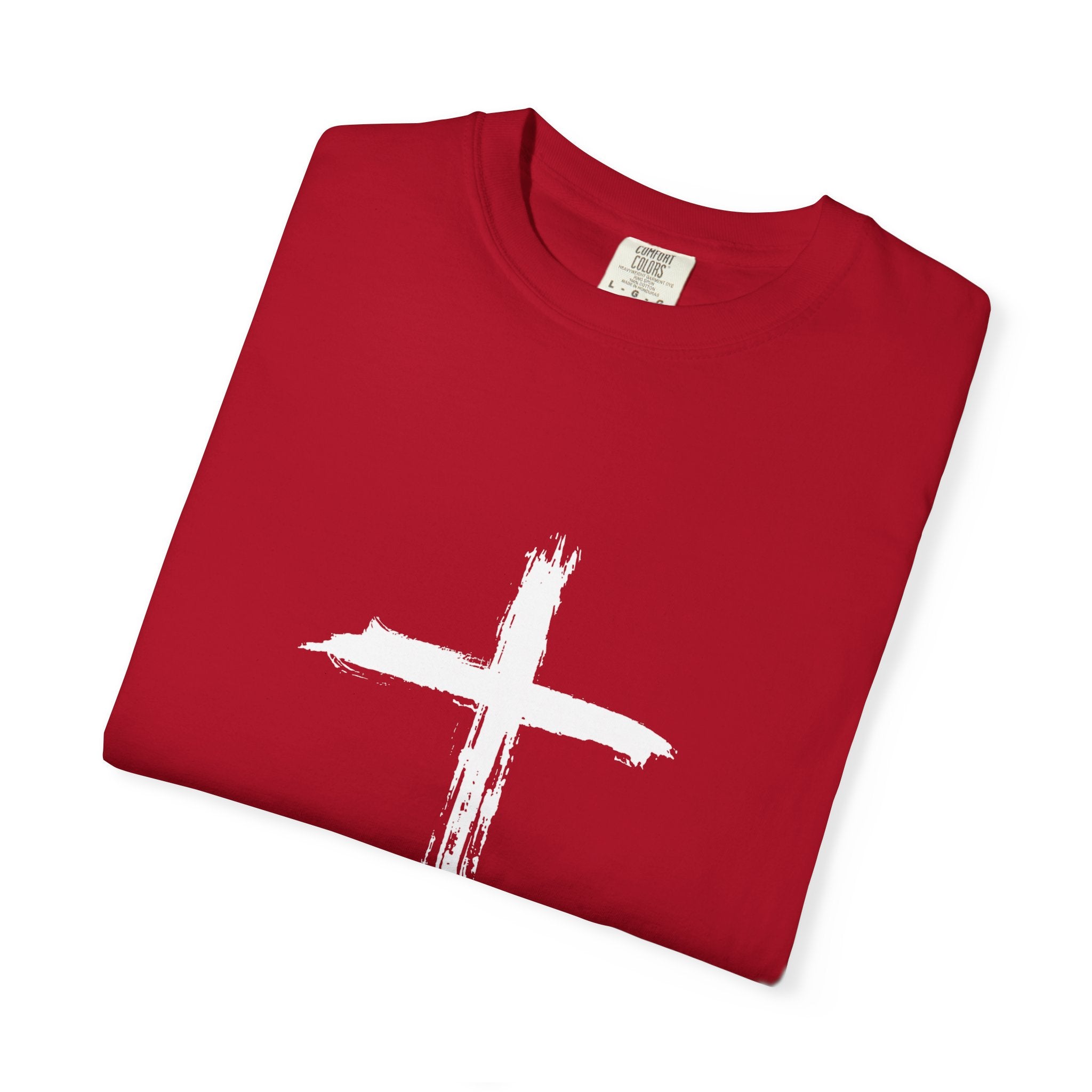 Unisex Garment-Dyed T-shirt with Inspirational Cross Design - Praise The Lord