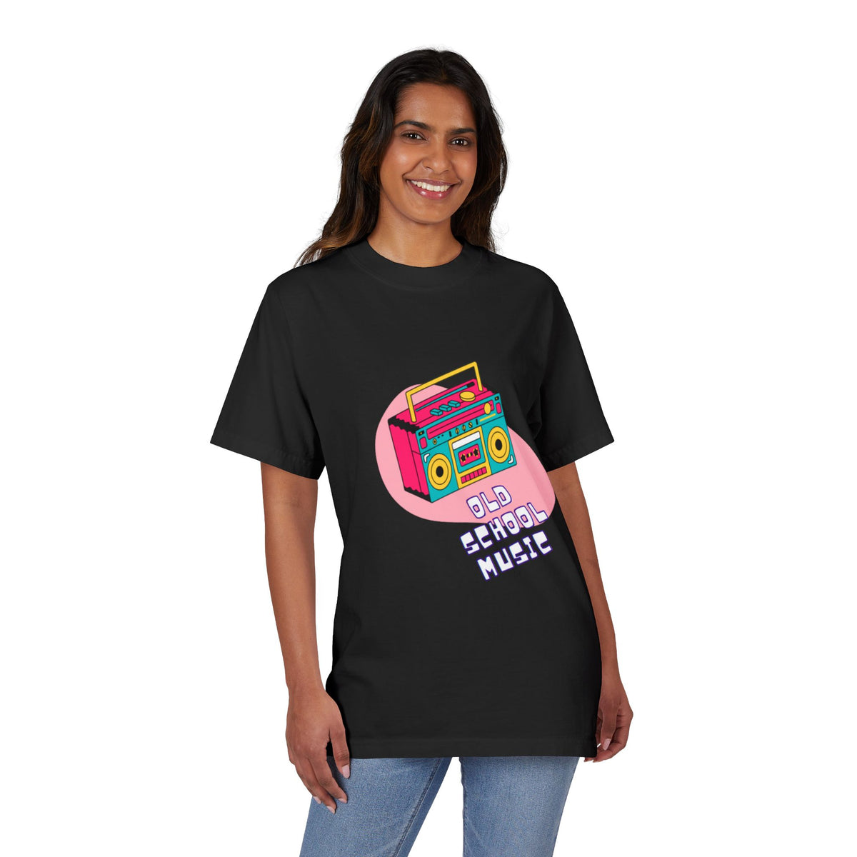 Old School Music Graphic T-Shirt - Retro Boombox Design