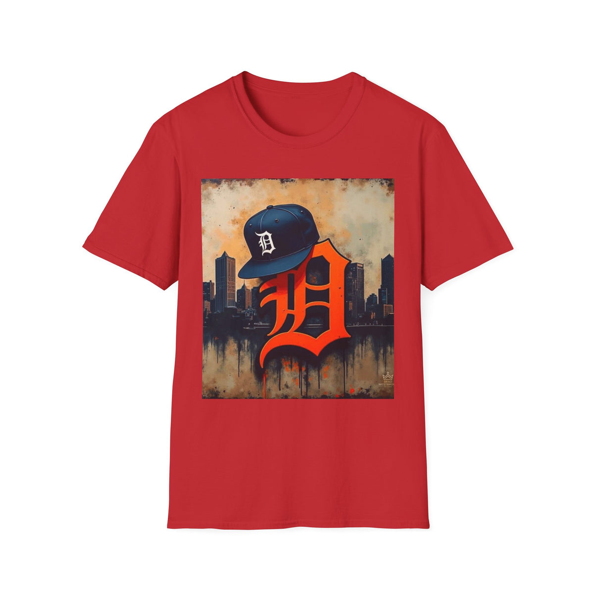 Detroit D Skyline Tee — Vintage D Logo with Cap Graphic