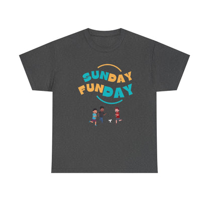 Unisex Heavy Cotton Tee - Sunday Funday Printed  T-Shirt - Comfortable Casual Wear Tee - Unique Graphic Tee - Gift