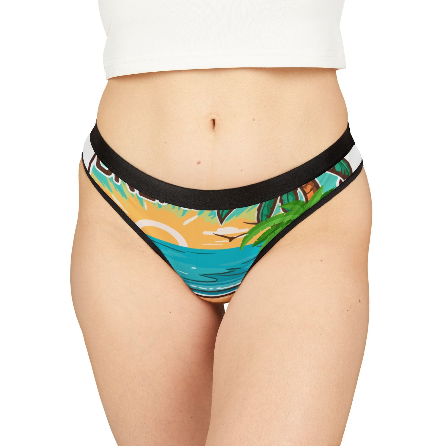 Tropical Beach Print Thong — Women&