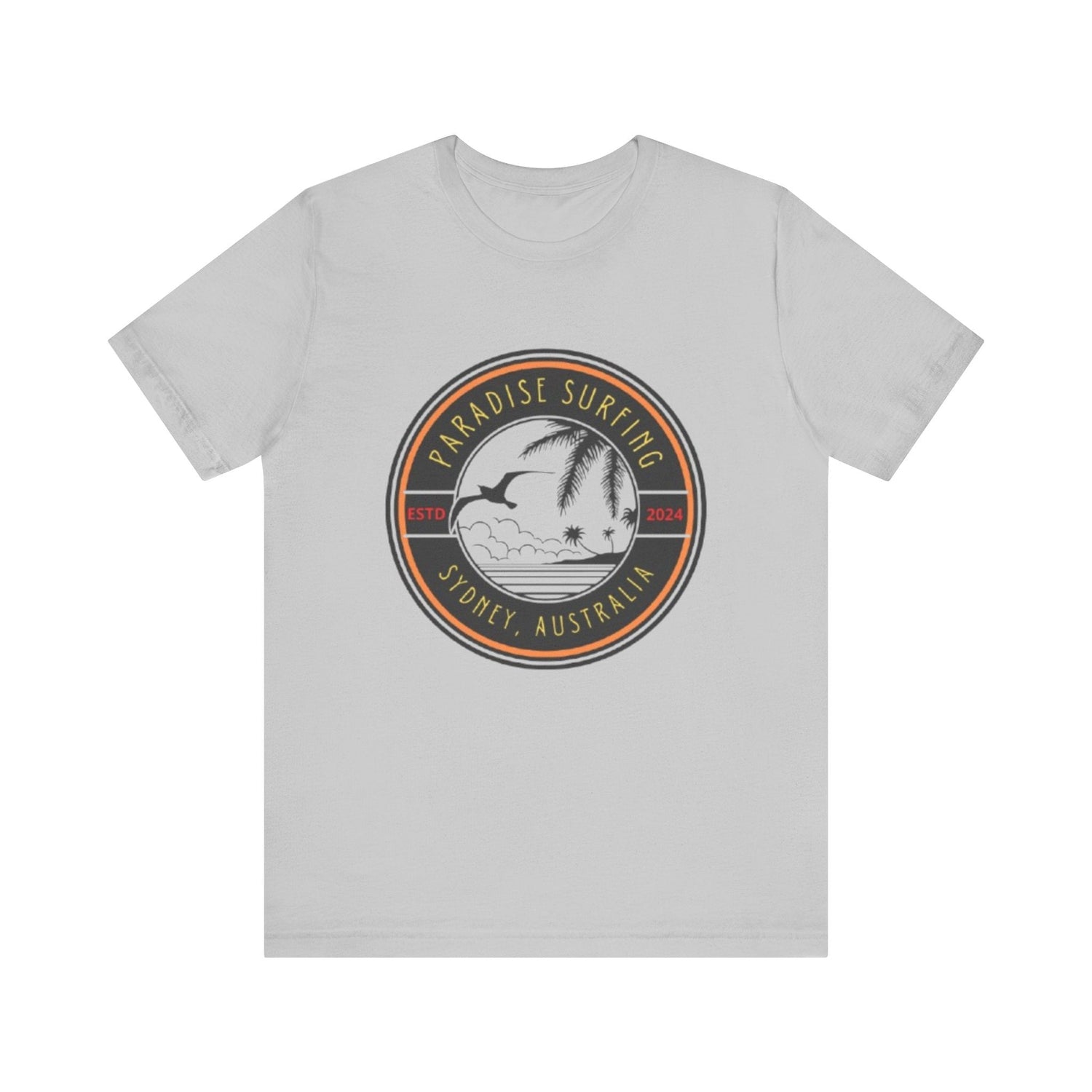 Unisex Graphic Tee - Paradise Surfing Printed Tee - Eco Jersey Shirt .