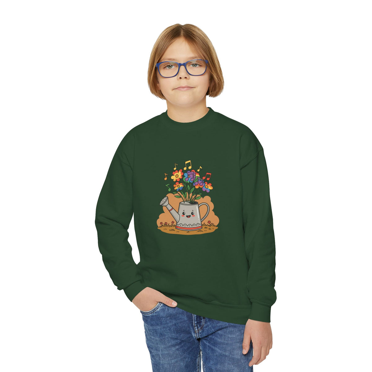 Cute Floral Music Youth Crewneck Sweatshirt