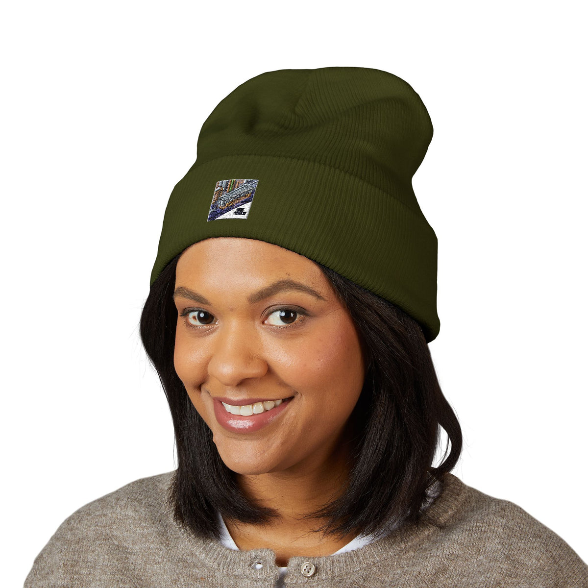Cozy Embroidered Cuffed Beanie - Winter Warmth &amp; Style