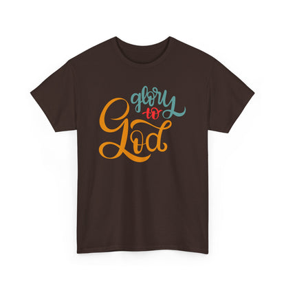 Unisex Heavy Cotton Tee - Glory to God Printed  T-Shirt - Comfortable Casual Wear Tee - Unique Graphic Tee - Gift