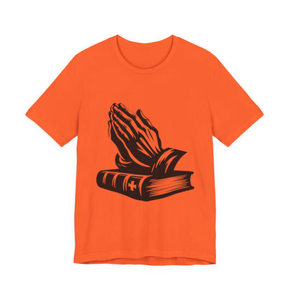 Prayer Hands &amp; Bible T-Shirt — Christian Faith Tee for Church, Prayer, Religious Gifts