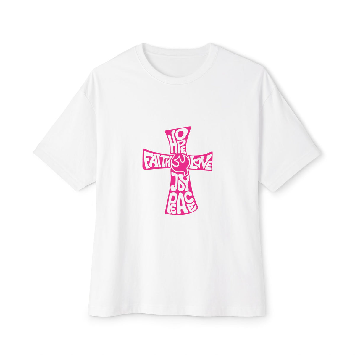 Faith &amp; Peace Unisex Oversized Tee - Bold Graphic Cross Design