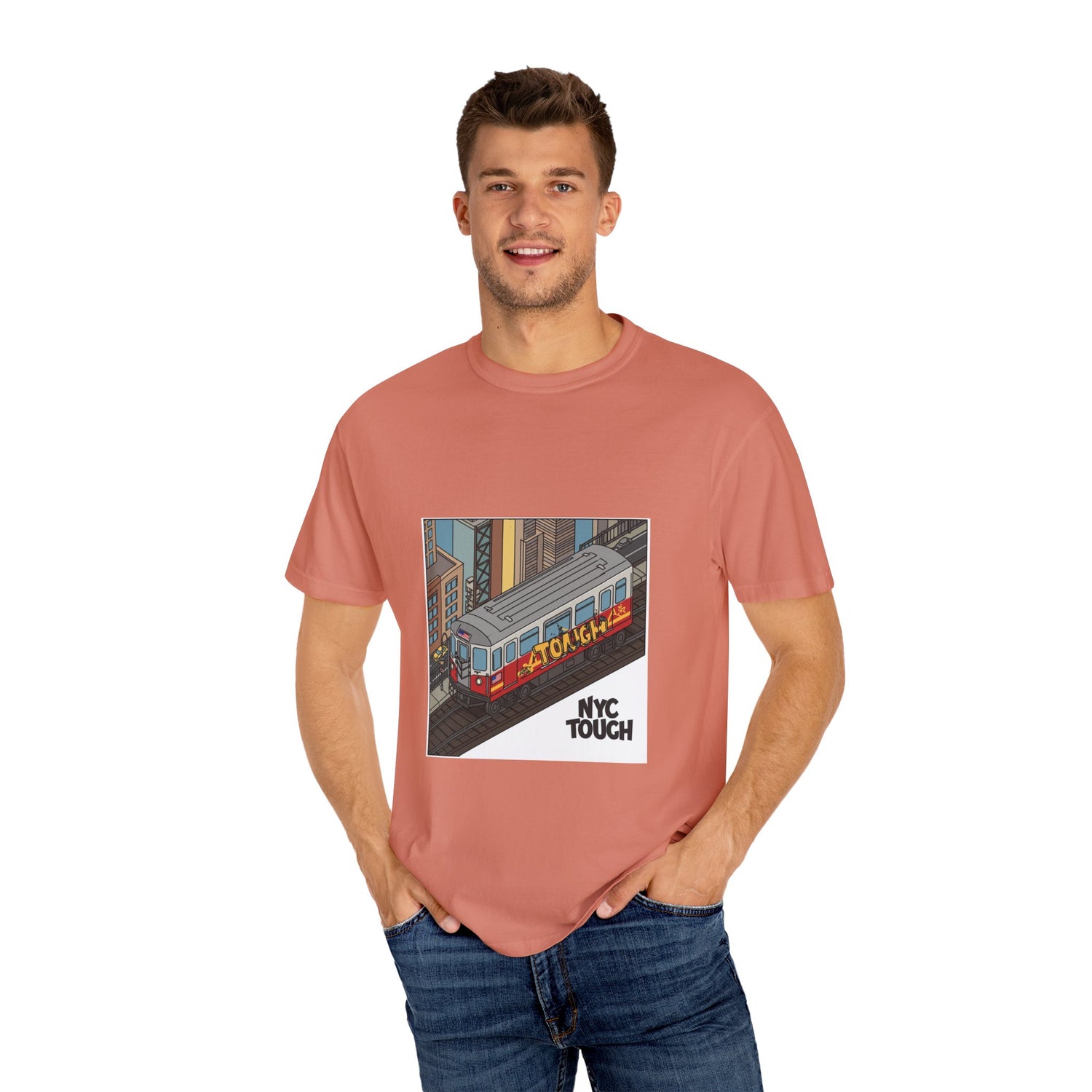 NYC Touch Unisex Garment-Dyed T-Shirt - Cool Light Blue Tee with City Graphics