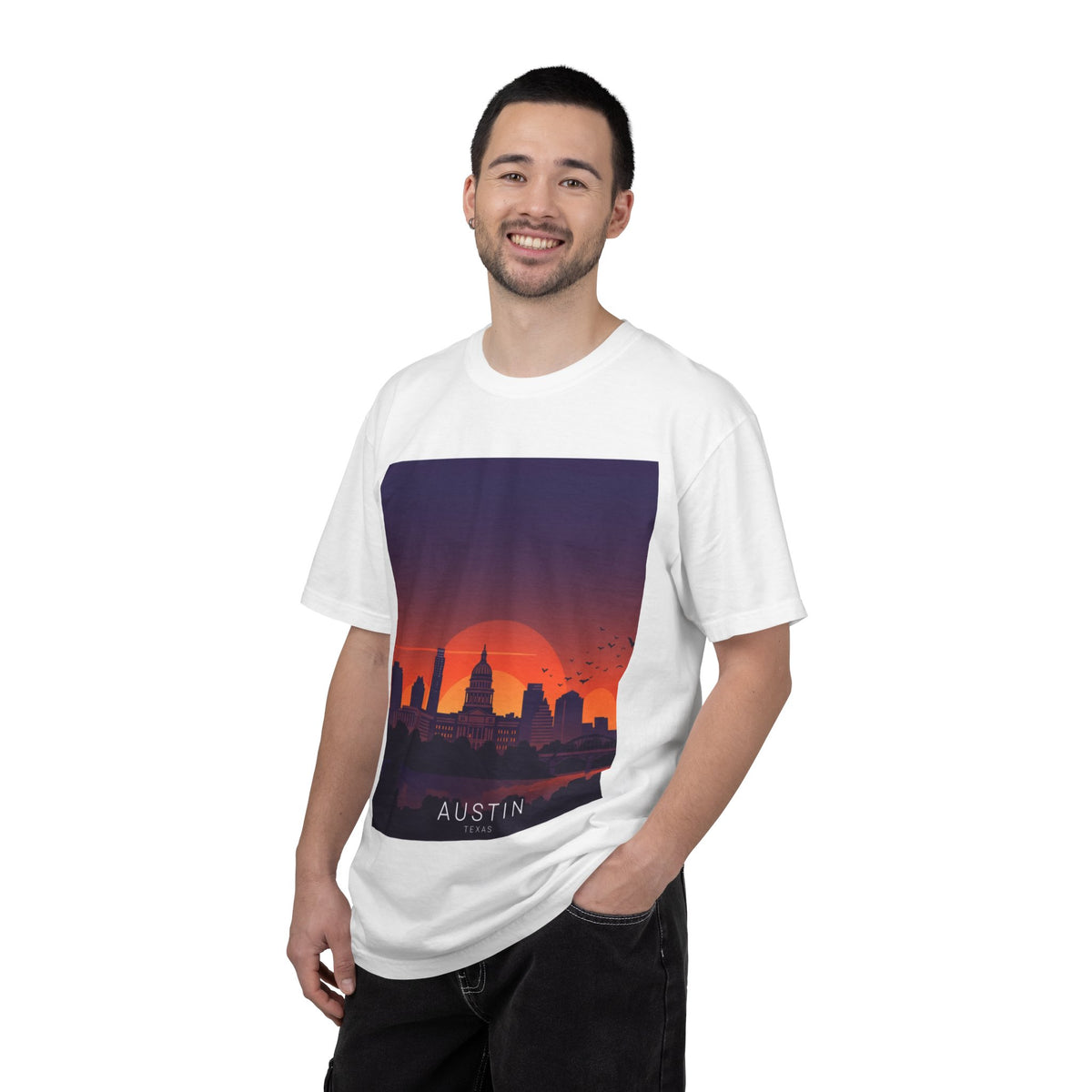 Austin Skyline Sunset T-Shirt — Retro Cityscape Graphic Tee