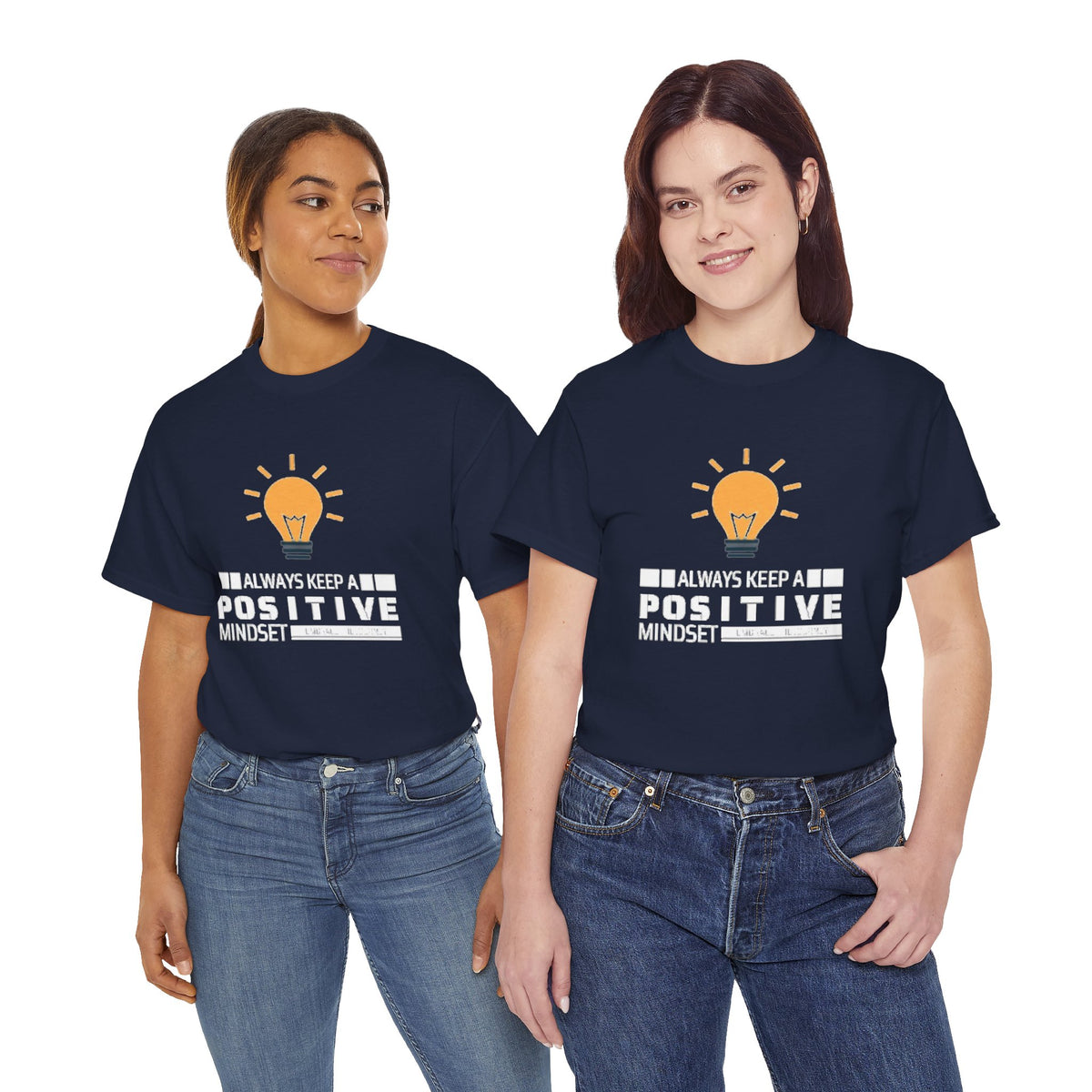 Unisex Heavy Cotton Tee - Positive Mindset Printed  T-Shirt - Comfortable Casual Wear Tee - Unique Graphic Tee - Gift