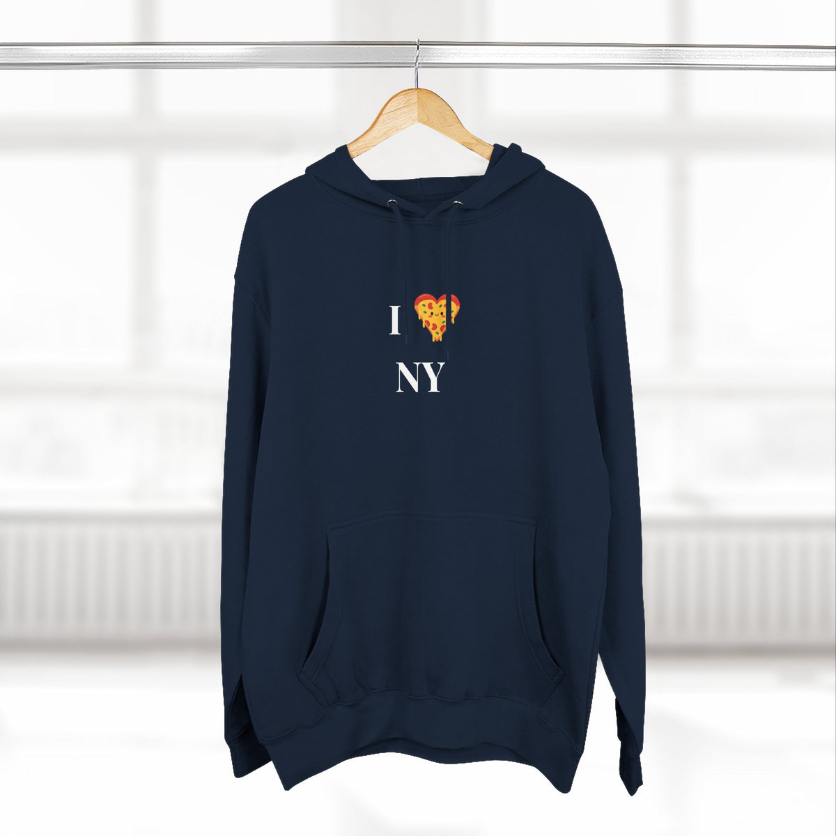 Pizza I  NY Hoodie — Cozy Grey Fleece Pullover