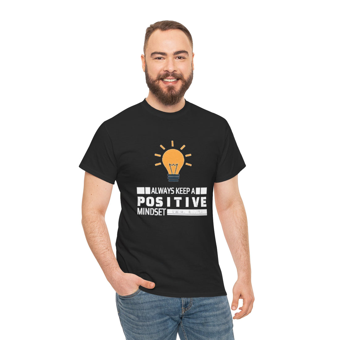 Unisex Heavy Cotton Tee - Positive Mindset Printed T-Shirt - Comfortable Casual Wear Tee - Unique Graphic Tee - Gift