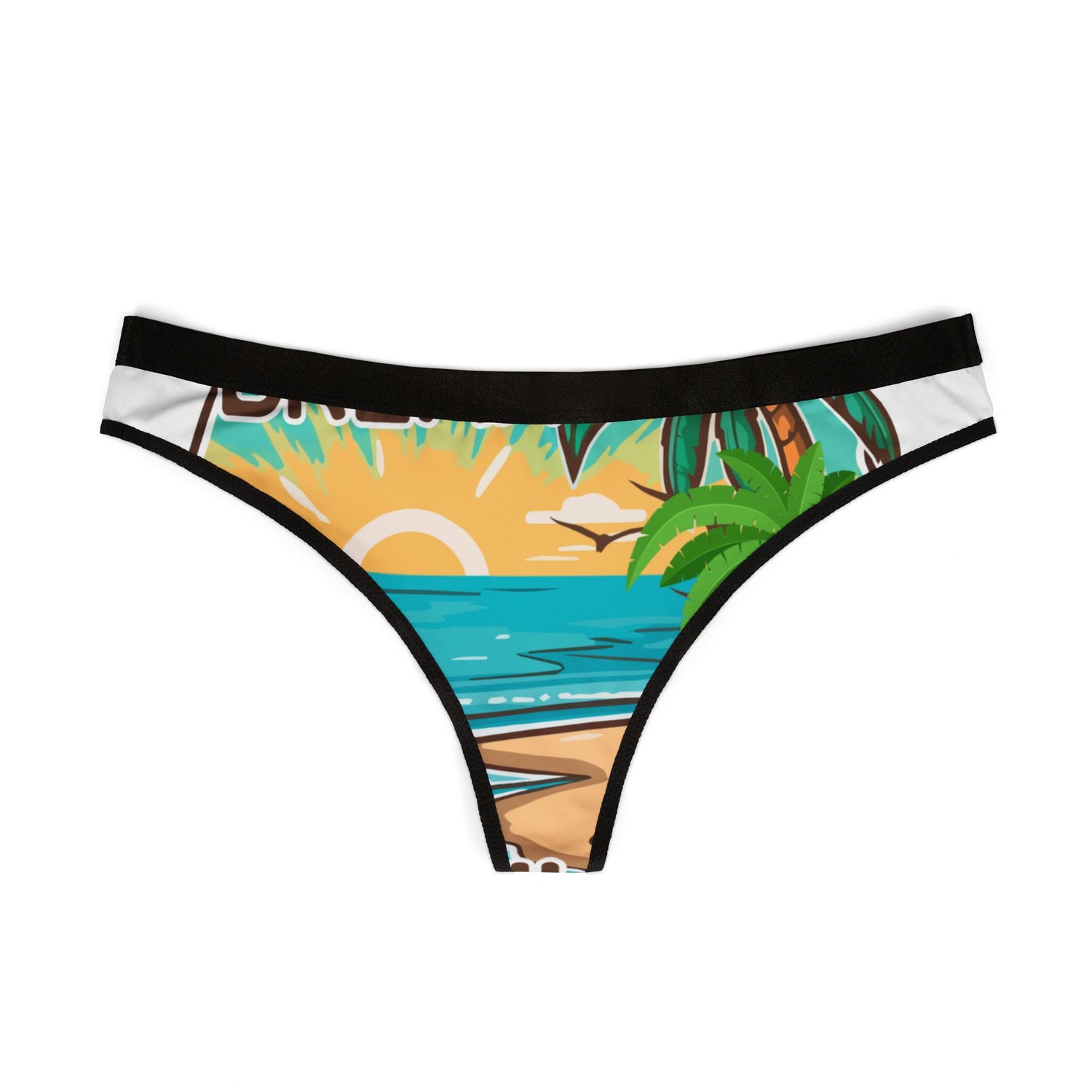 Tropical Beach Print Thong — Women&