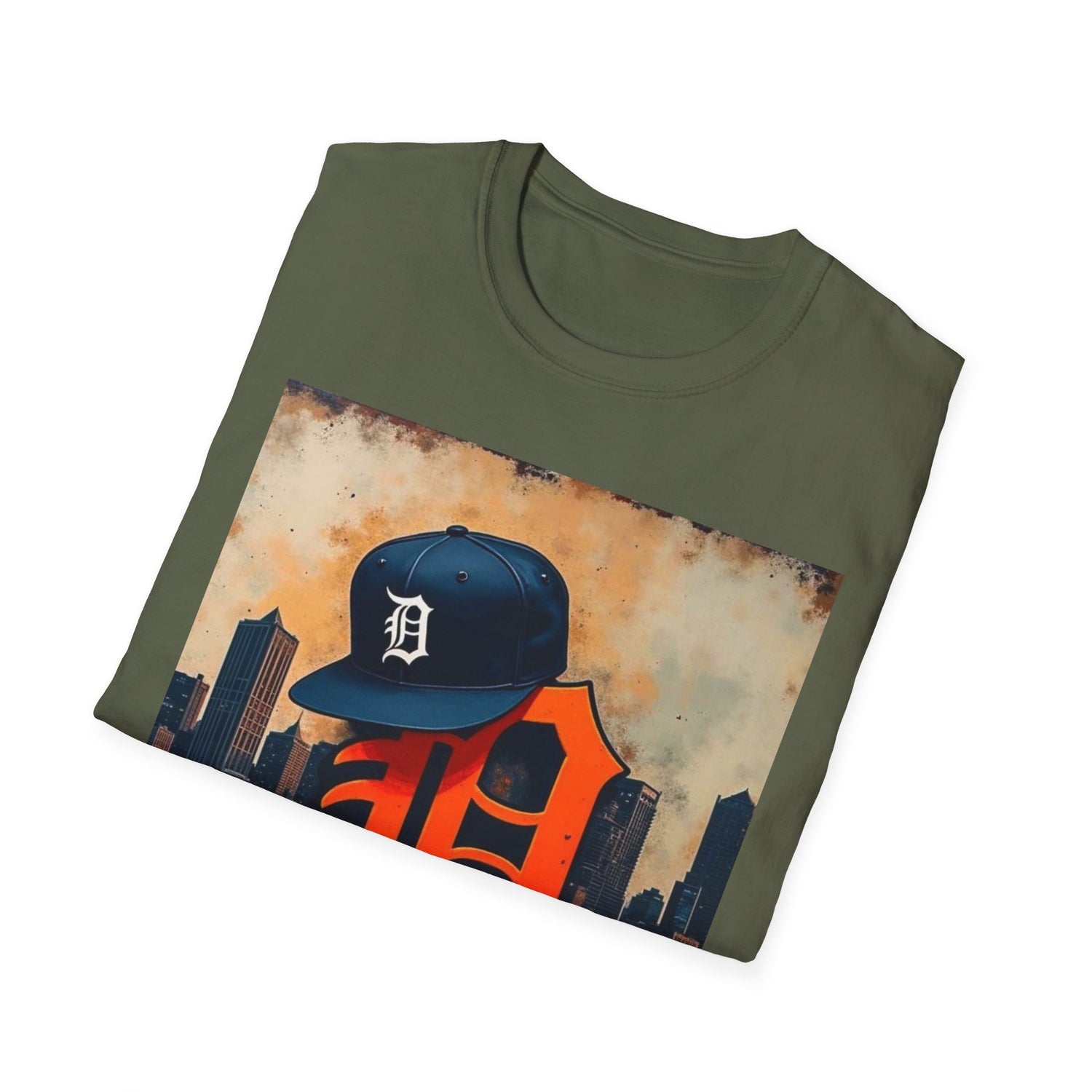Detroit D Skyline Tee — Vintage D Logo with Cap Graphic