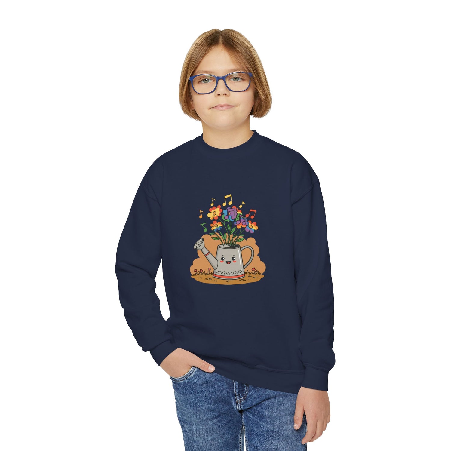Cute Floral Music Youth Crewneck Sweatshirt