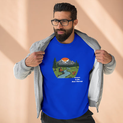 Scenic Mountain River Crewneck — Sunrise Wilderness Sweatshirt