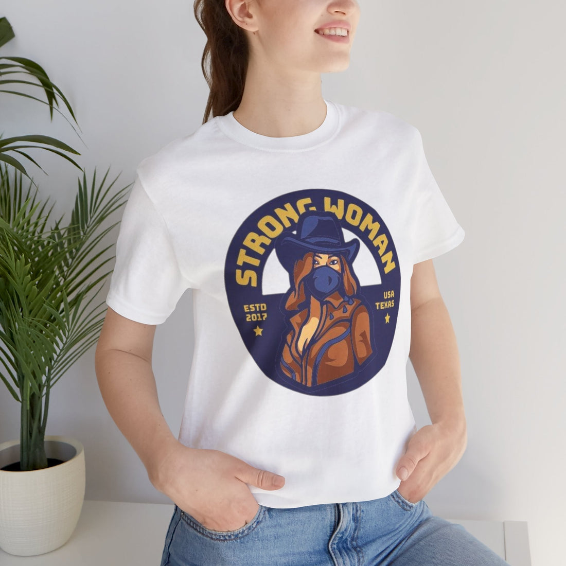 Unisex Graphic Tee - Strong Woman Printed Eco-Friendly Jersey T-Shirt.