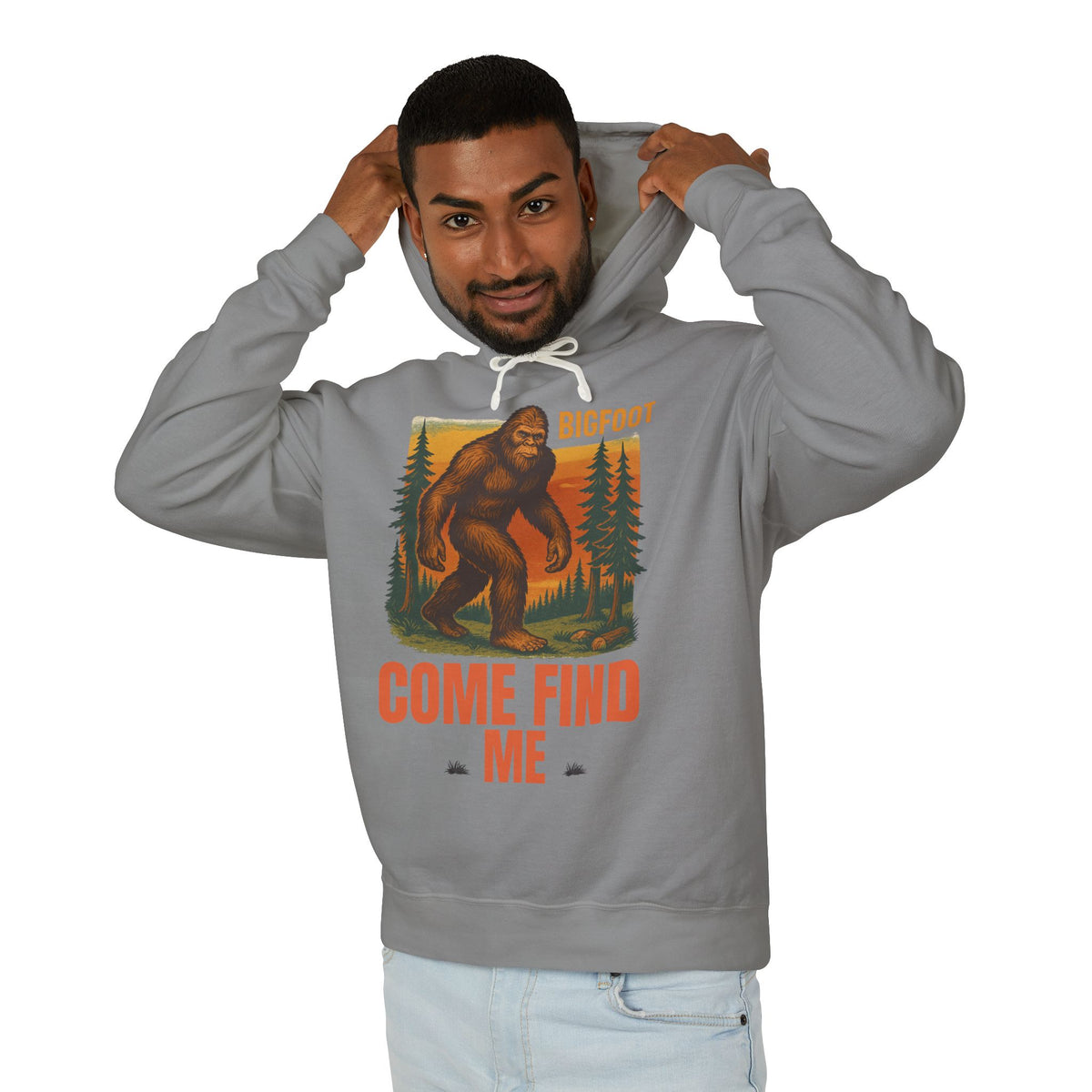 Bigfoot Adventure Lightweight Hoodie, Cozy Sweatshirt for Nature Lovers, Perfect Gift for Outdoor Enthusiasts, Camping, Hiking, Adventure