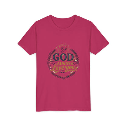 God Always Love You Youth Tee | Faith Christian Kids Shirt