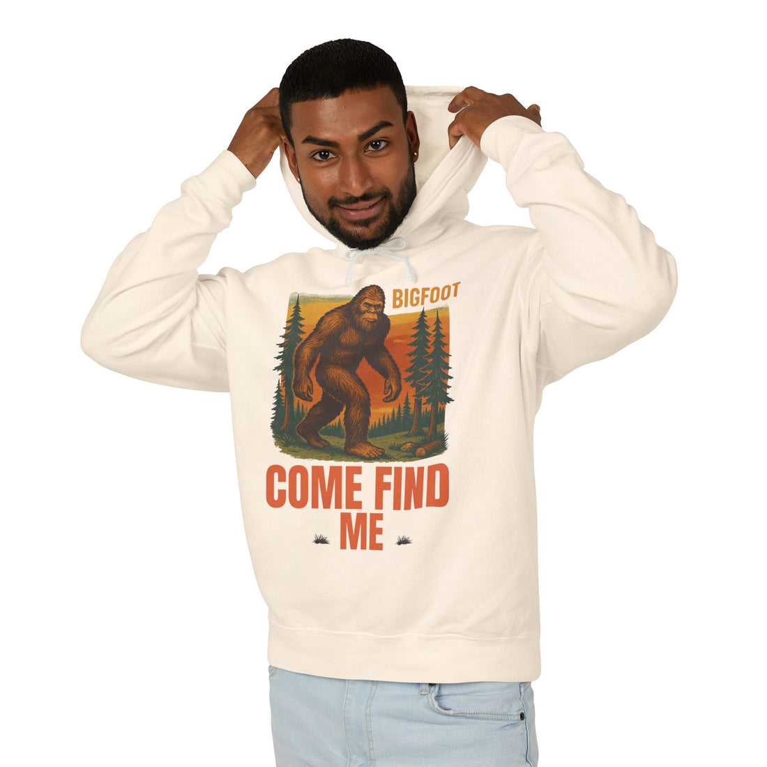 Bigfoot Adventure Lightweight Hoodie, Cozy Sweatshirt for Nature Lovers, Perfect Gift for Outdoor Enthusiasts, Camping, Hiking, Adventure