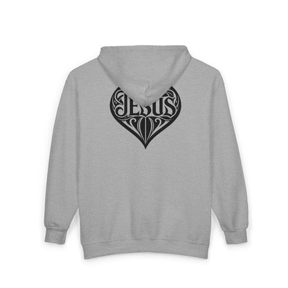 Heart Dagger Zip Hoodie – Gothic Heartline Full-Zip Sweatshirt