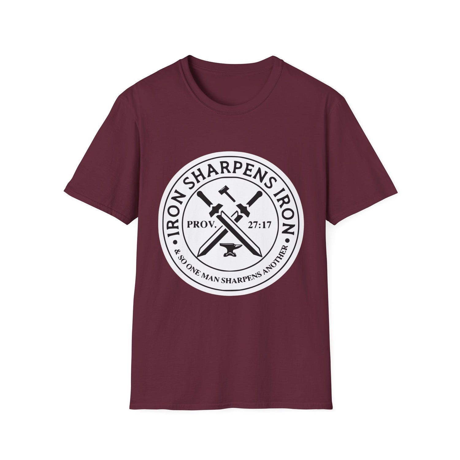 T-Shirt — "Iron Sharpens Iron" Christian Workout Tee (Prov. 27:17)