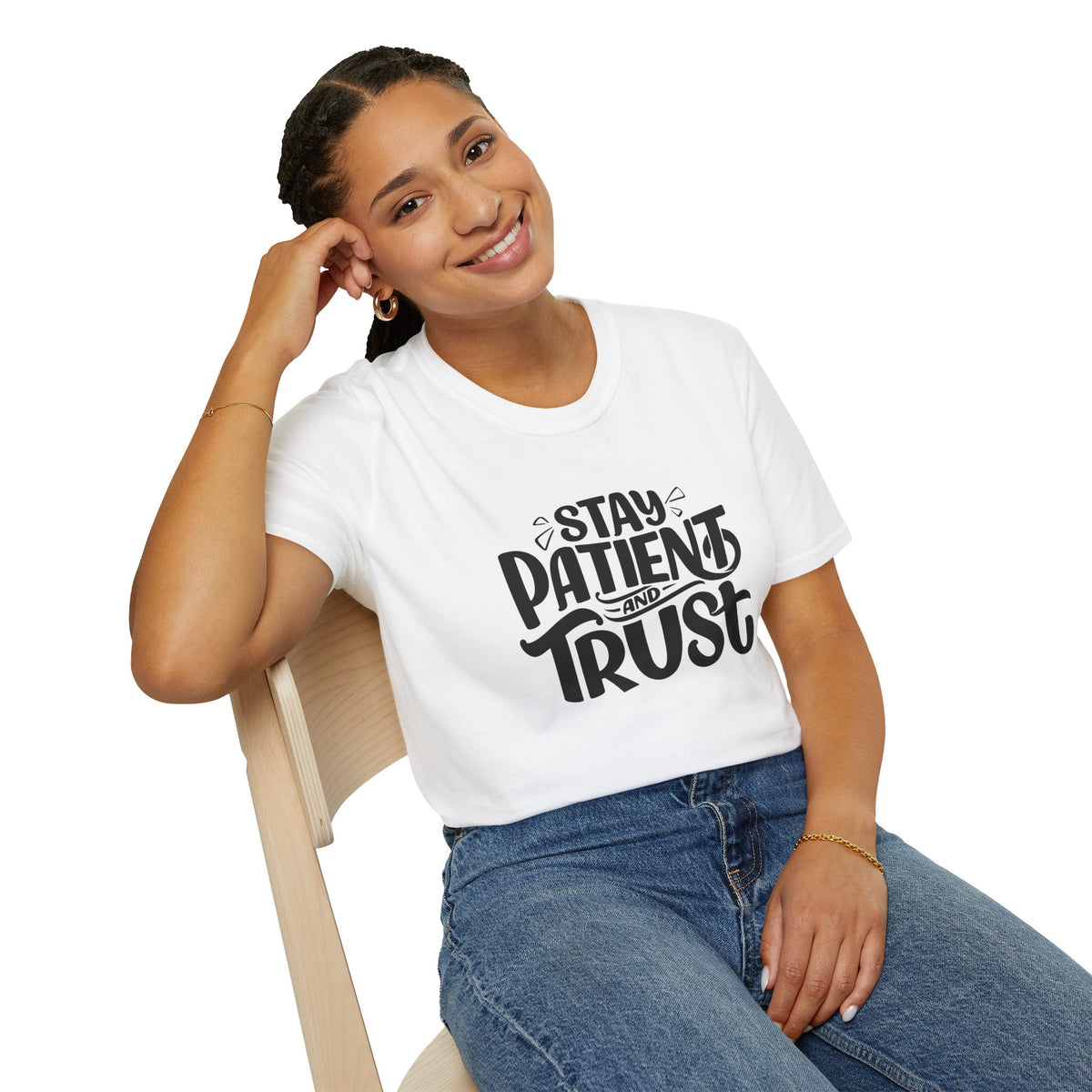 Unisex Softstyle T-Shirt - Stay Patient and Trust Printed Tee - Casual Outings - Comfortable Casual Wear Graphic Tee - Soft Cotton Tee - Gift