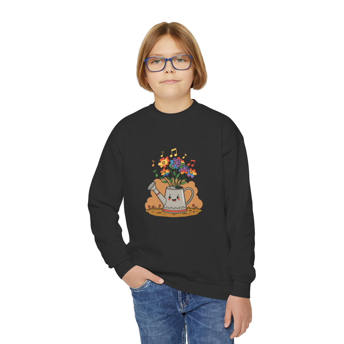 Cute Floral Music Youth Crewneck Sweatshirt