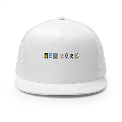 Embroidered New York 5 Panel Trucker Cap - Casual Style for City Lovers