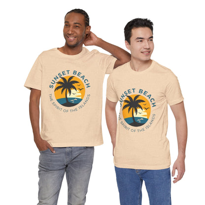 Unisex Graphic Tee - Sunset Beach Printed Tee -Eco-Friendly Gift Shirt