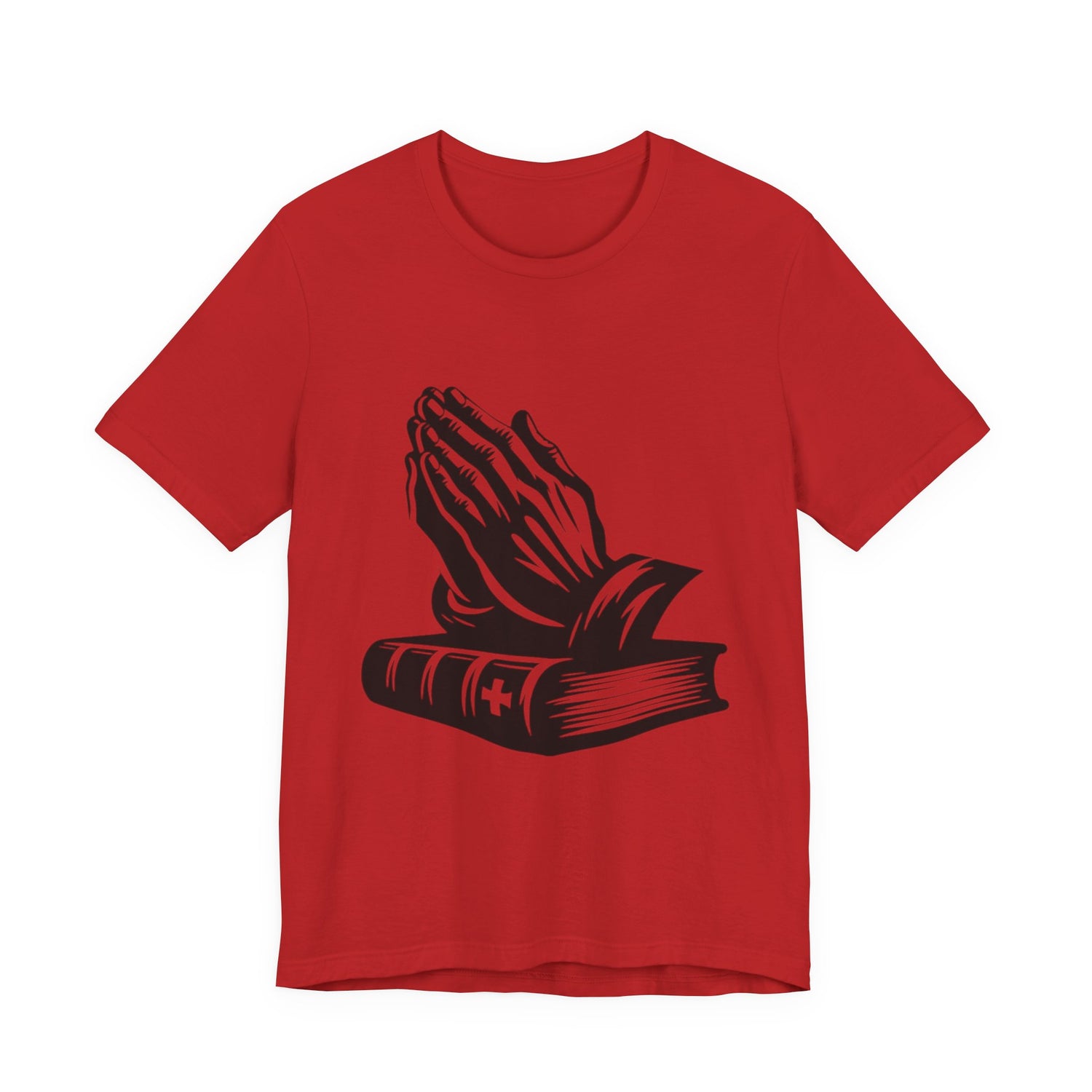Prayer Hands &amp; Bible T-Shirt — Christian Faith Tee for Church, Prayer, Religious Gifts